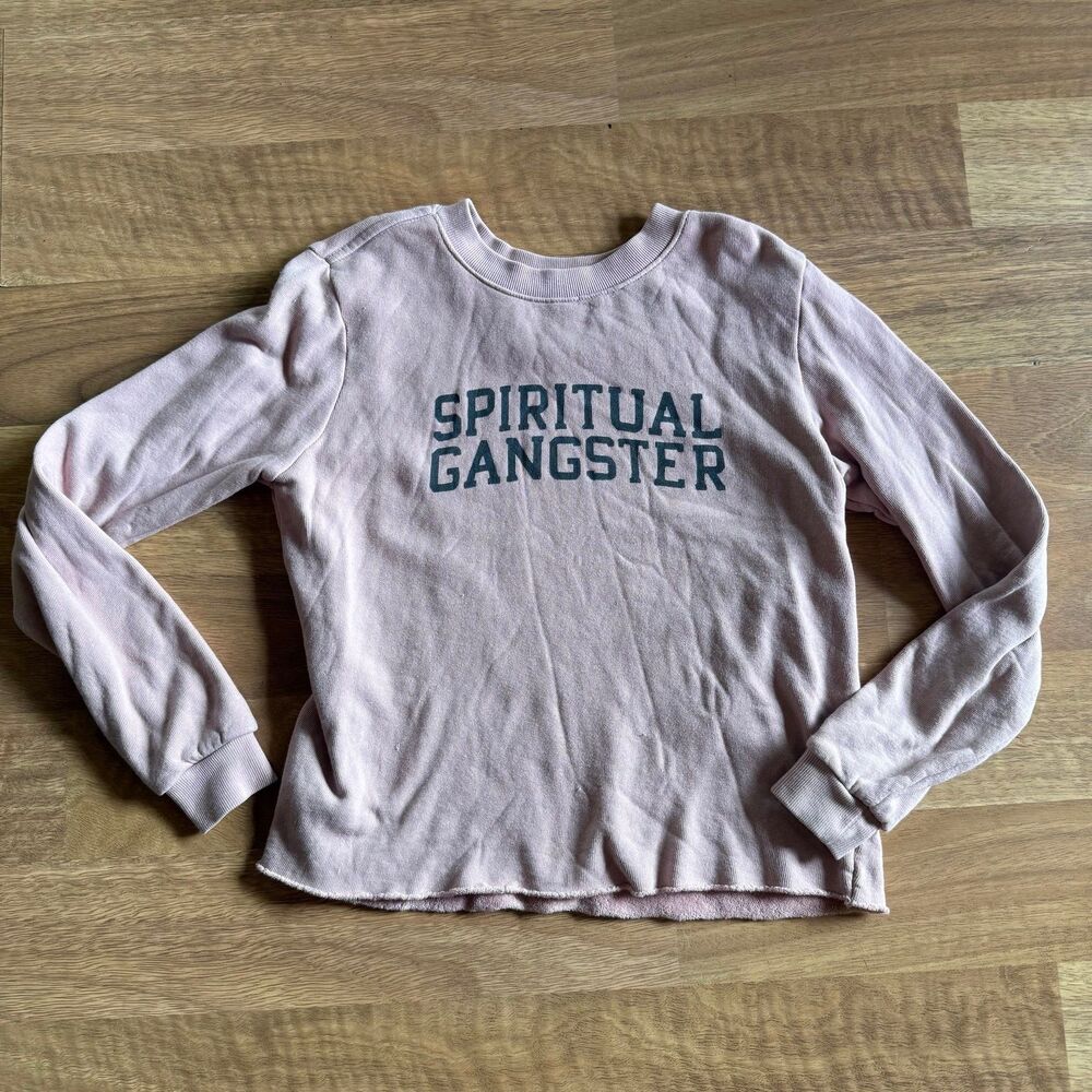 SPIRITUAL GANGSTER girls blush pink cropped pullover
